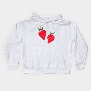 Funky cute strawberries pink and red illustration Kids Hoodie